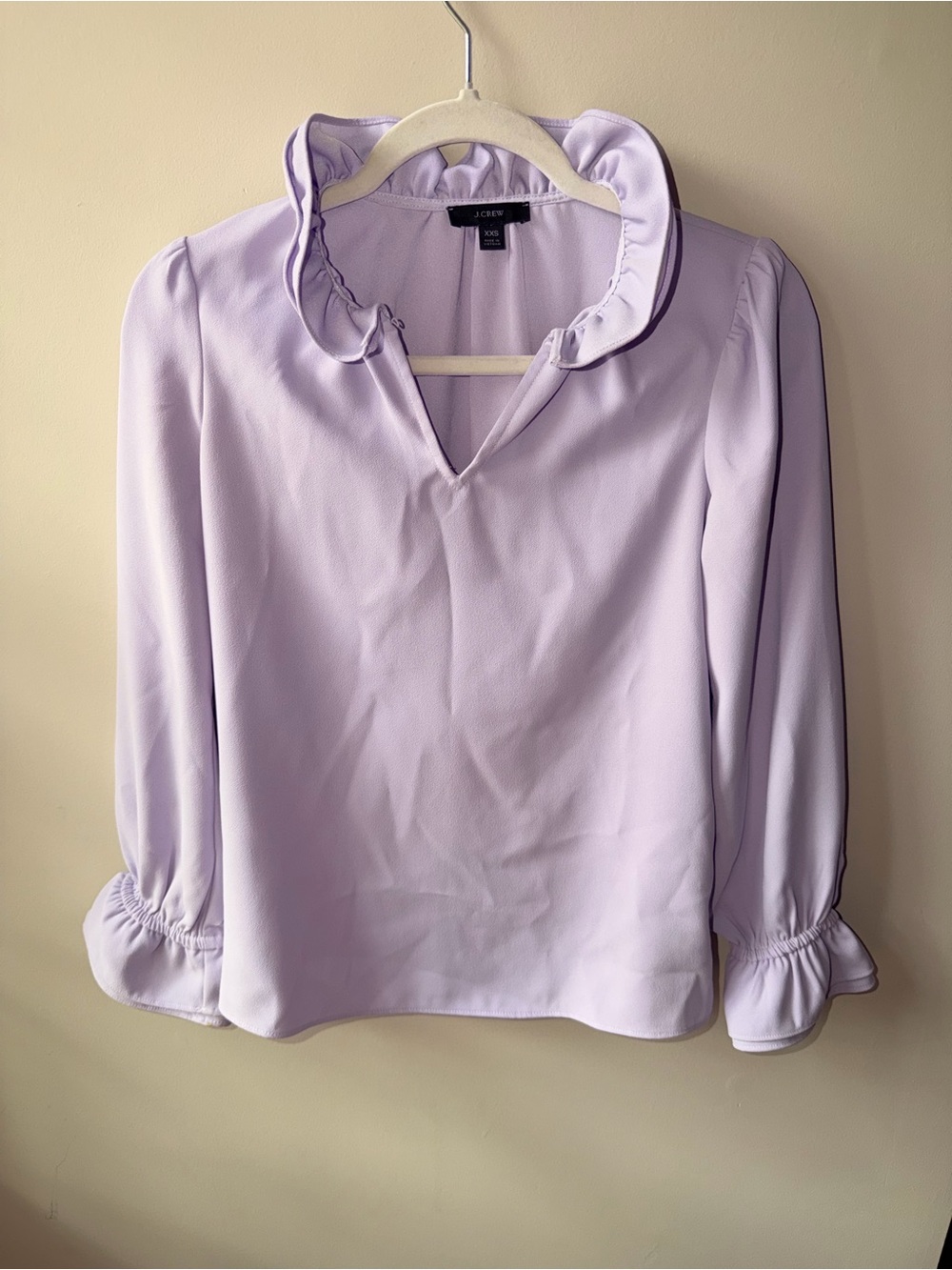 J. Crew Lavender Ruffle Collar Blouse